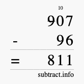 Calculate 907 minus 96 using long subtraction