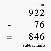 Calculate 922 minus 76 using long subtraction