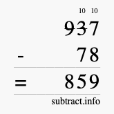 Calculate 937 minus 78 using long subtraction