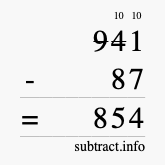 Calculate 941 minus 87 using long subtraction