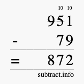 Calculate 951 minus 79 using long subtraction