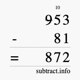 Calculate 953 minus 81 using long subtraction
