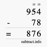 Calculate 954 minus 78 using long subtraction