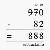 Calculate 970 minus 82 using long subtraction