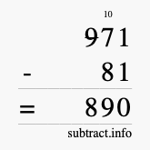 Calculate 971 minus 81 using long subtraction