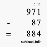 Calculate 971 minus 87 using long subtraction