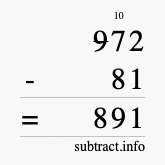 Calculate 972 minus 81 using long subtraction
