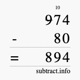 Calculate 974 minus 80 using long subtraction