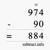 Calculate 974 minus 90 using long subtraction Calculate 974 minus 90 using long subtraction