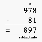Calculate 978 minus 81 using long subtraction