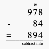 Calculate 978 minus 84 using long subtraction