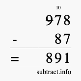 Calculate 978 minus 87 using long subtraction