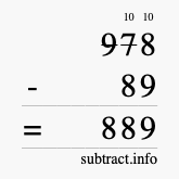 Calculate 978 minus 89 using long subtraction