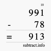 Calculate 991 minus 78 using long subtraction