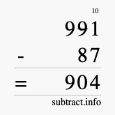 Calculate 991 minus 87 using long subtraction