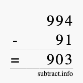 Calculate 994 minus 91 using long subtraction