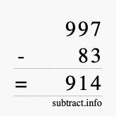 Calculate 997 minus 83 using long subtraction