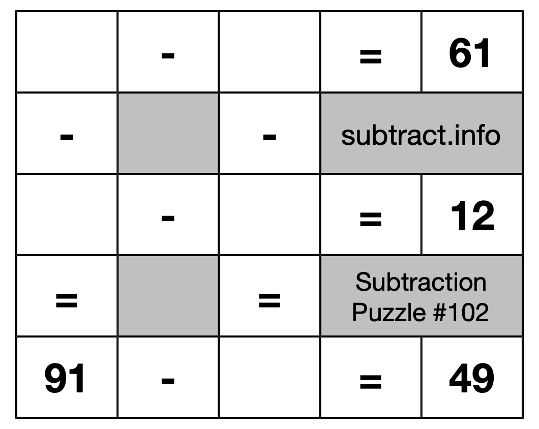 Subtraction Puzzle #102