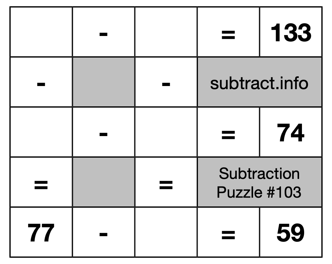 Subtraction Puzzle #103