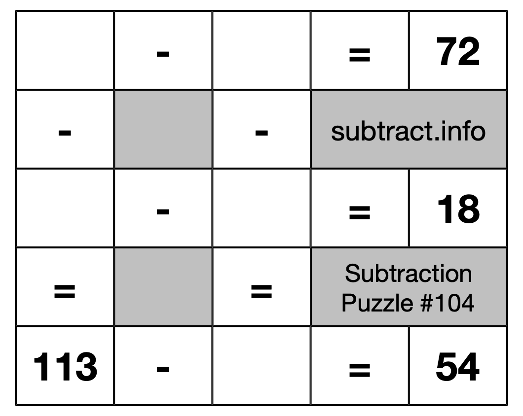 Subtraction Puzzle #104