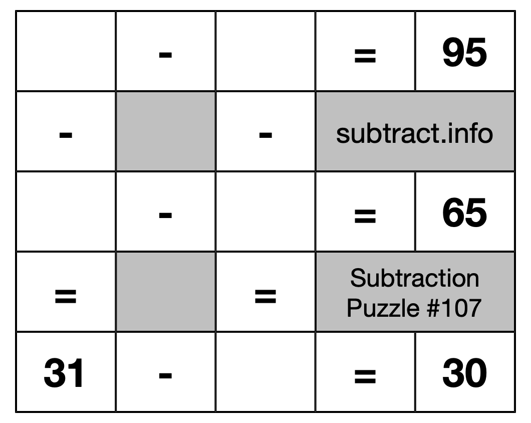 Subtraction Puzzle #107