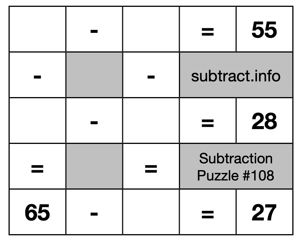 Subtraction Puzzle #108