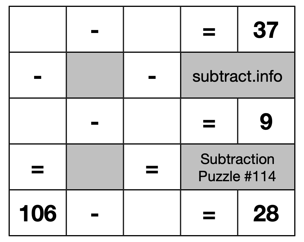 Subtraction Puzzle #114