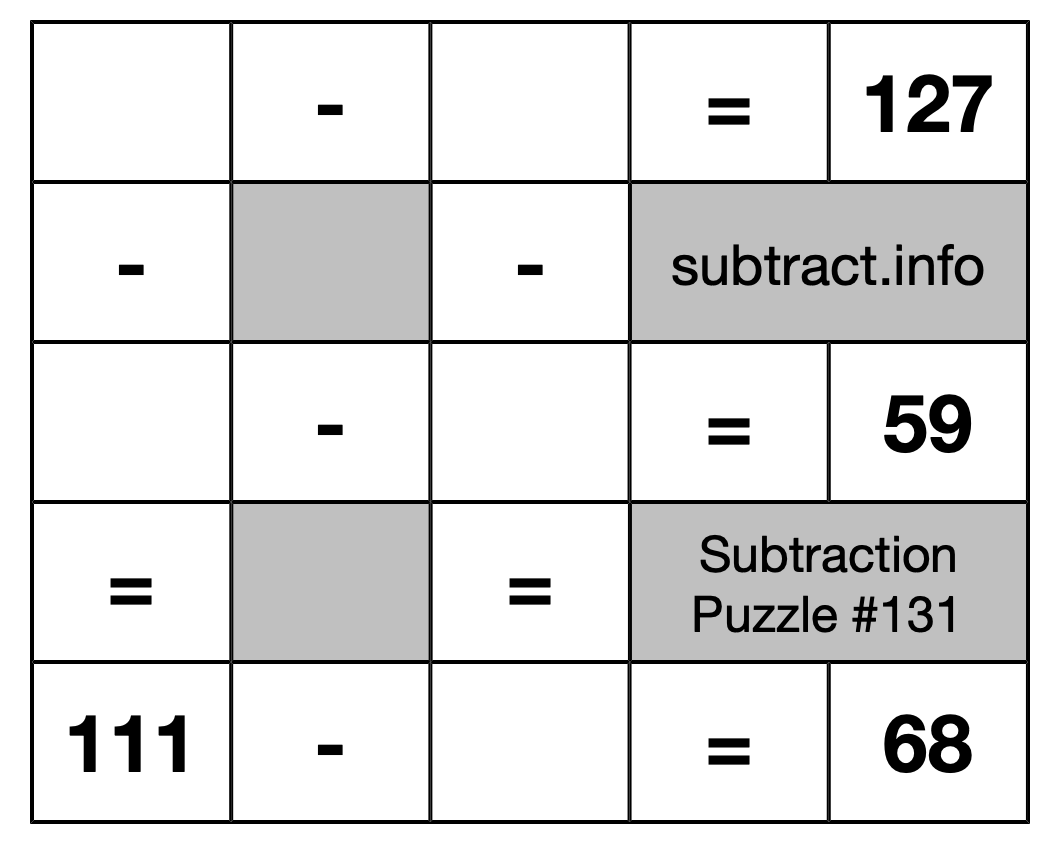 Subtraction Puzzle #131