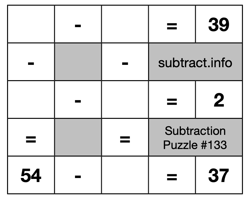 Subtraction Puzzle #133
