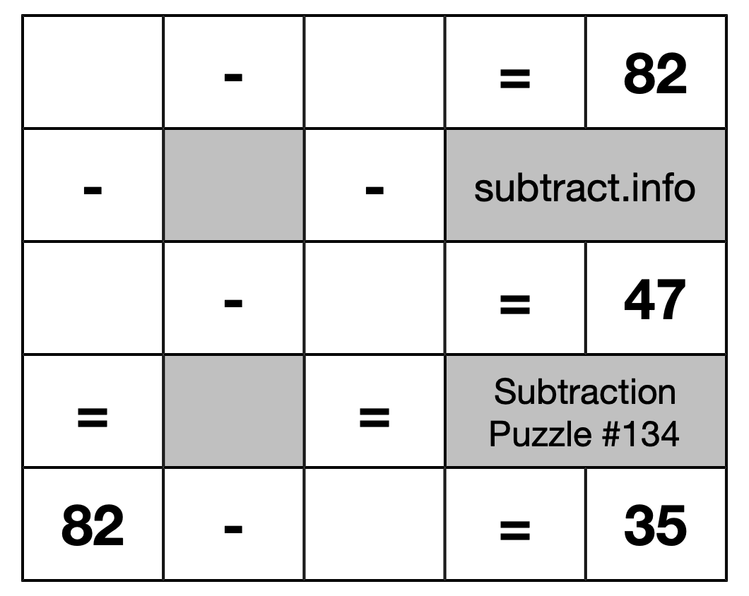 Subtraction Puzzle #134