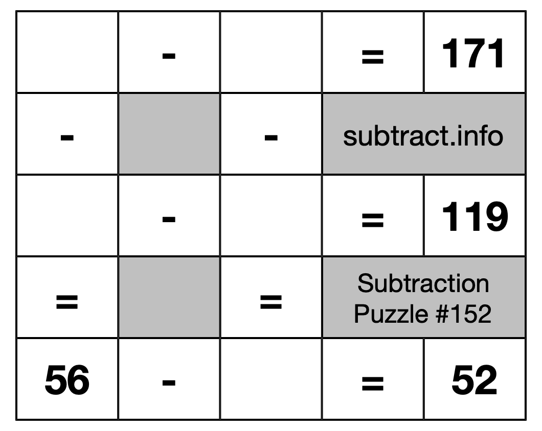 Subtraction Puzzle #152
