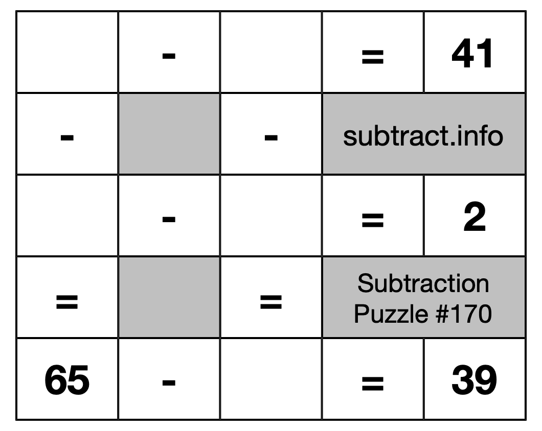 Subtraction Puzzle #170
