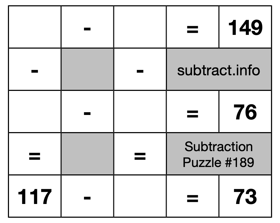Subtraction Puzzle #189