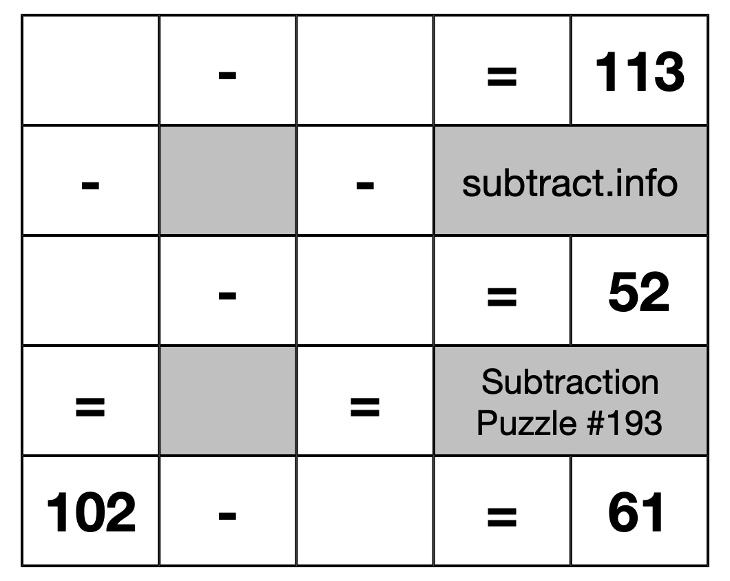Subtraction Puzzle #193