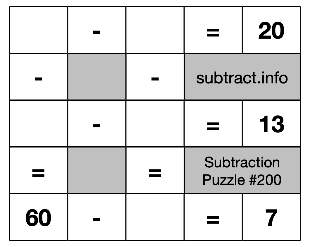 Subtraction Puzzle #200