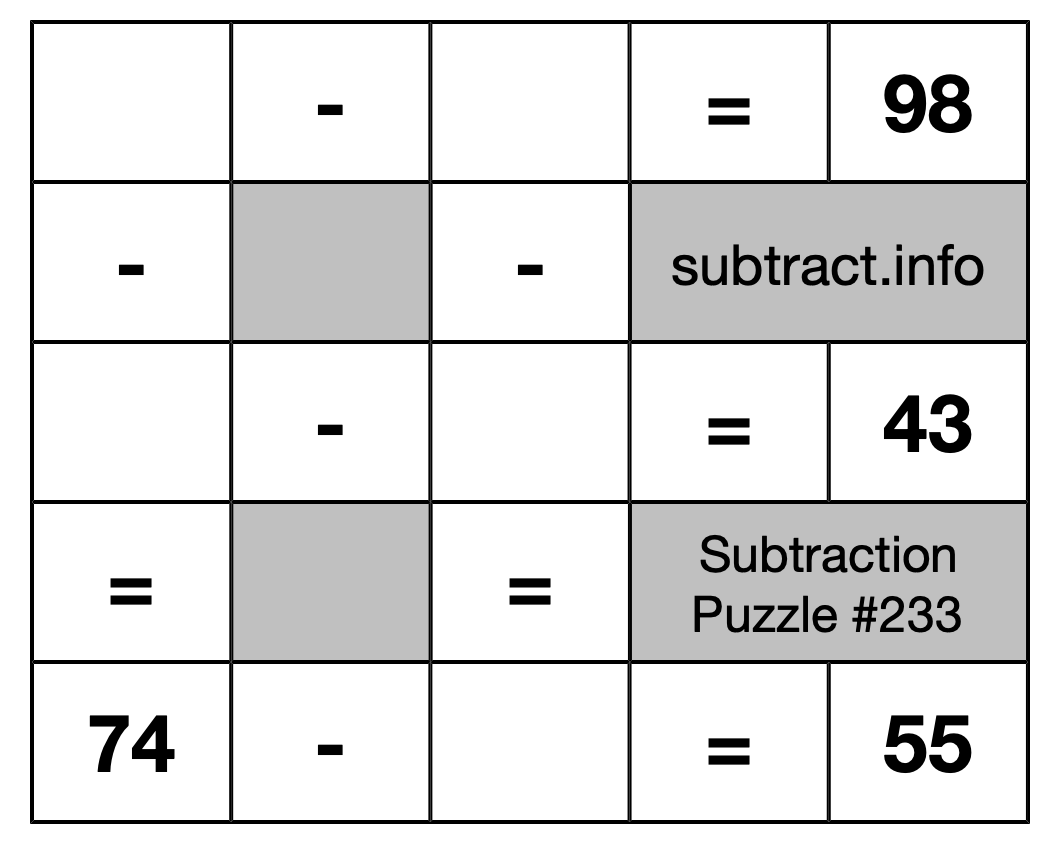 Subtraction Puzzle #233