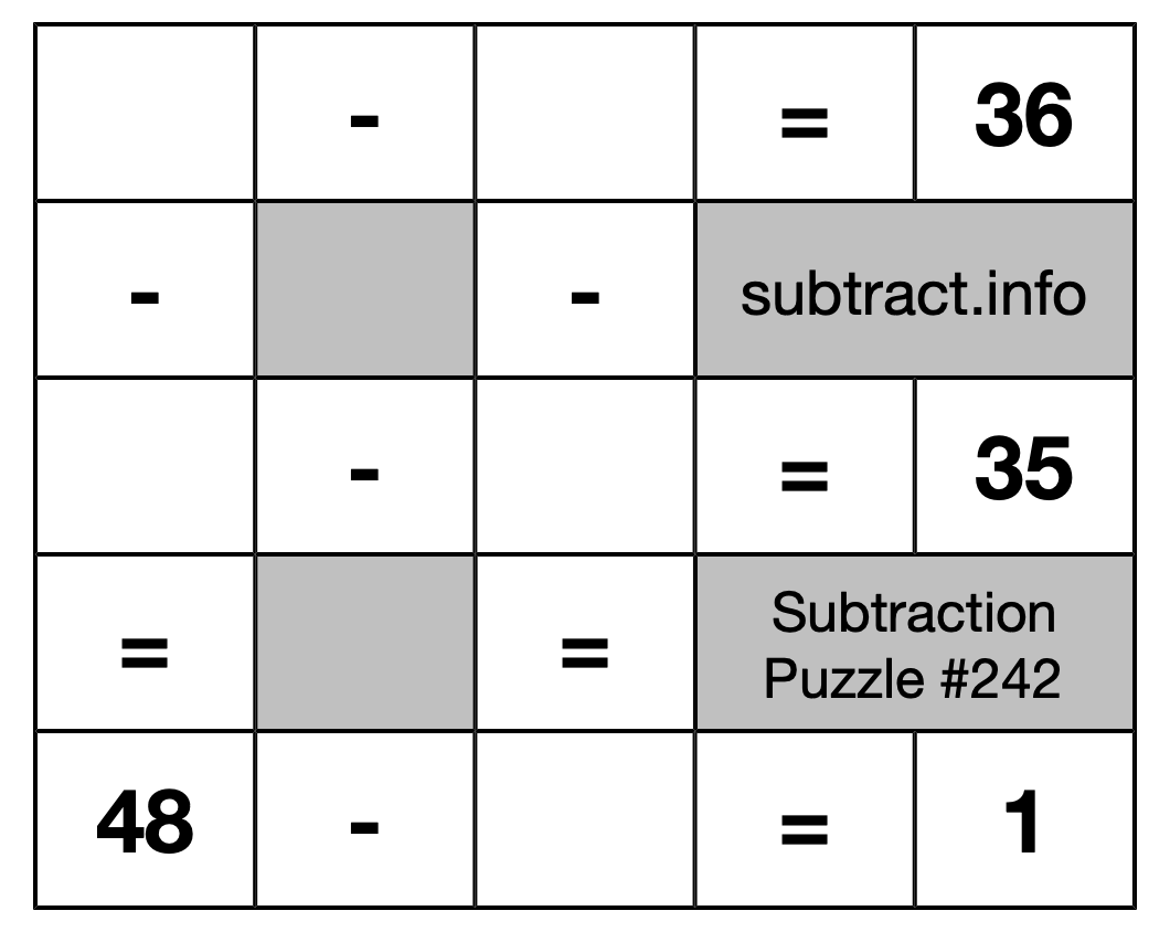 Subtraction Puzzle #242