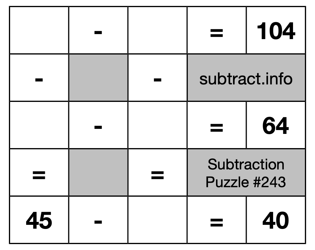 Subtraction Puzzle #243
