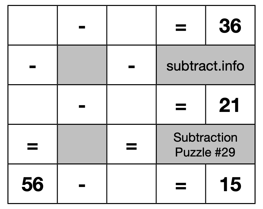 Subtraction Puzzle #29