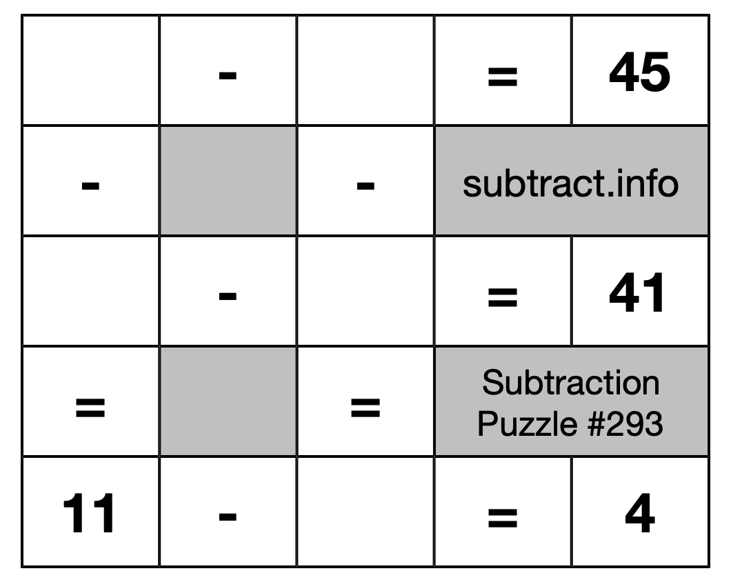 Subtraction Puzzle #293