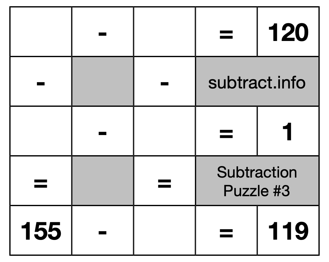 Subtraction Puzzle #3