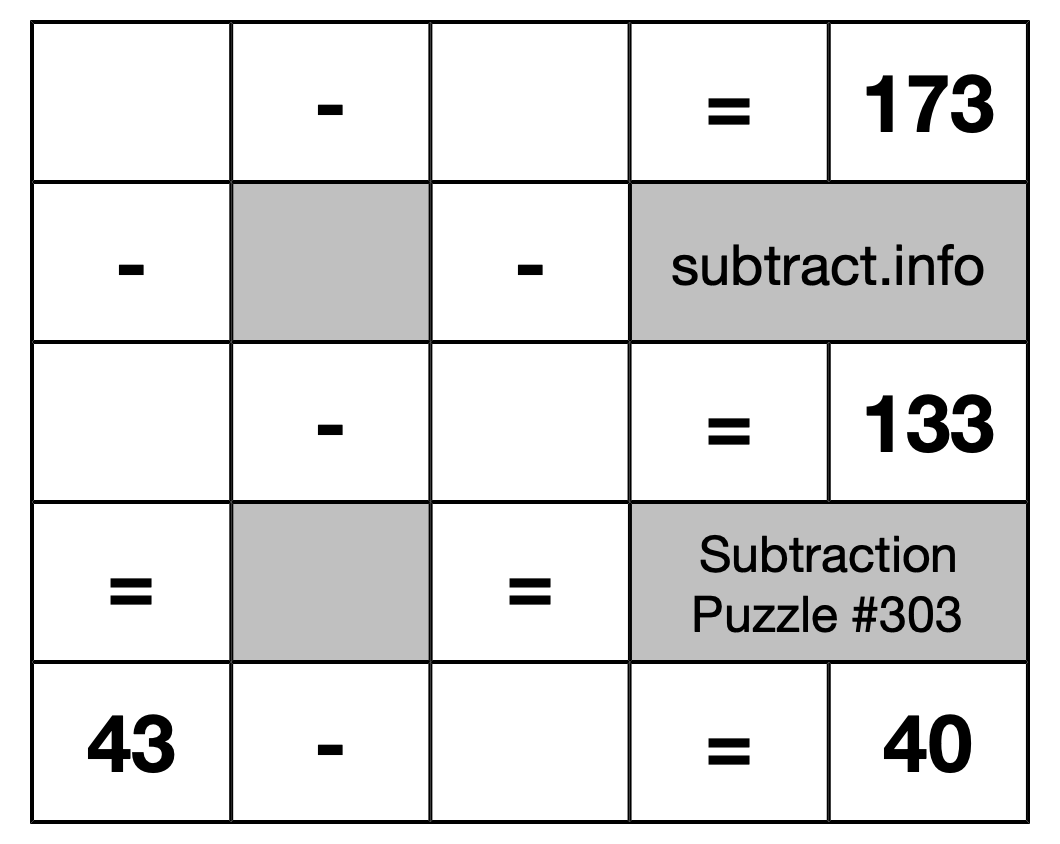 Subtraction Puzzle #303