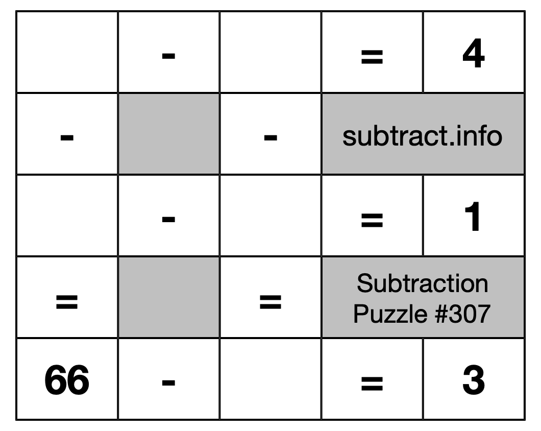 Subtraction Puzzle #307