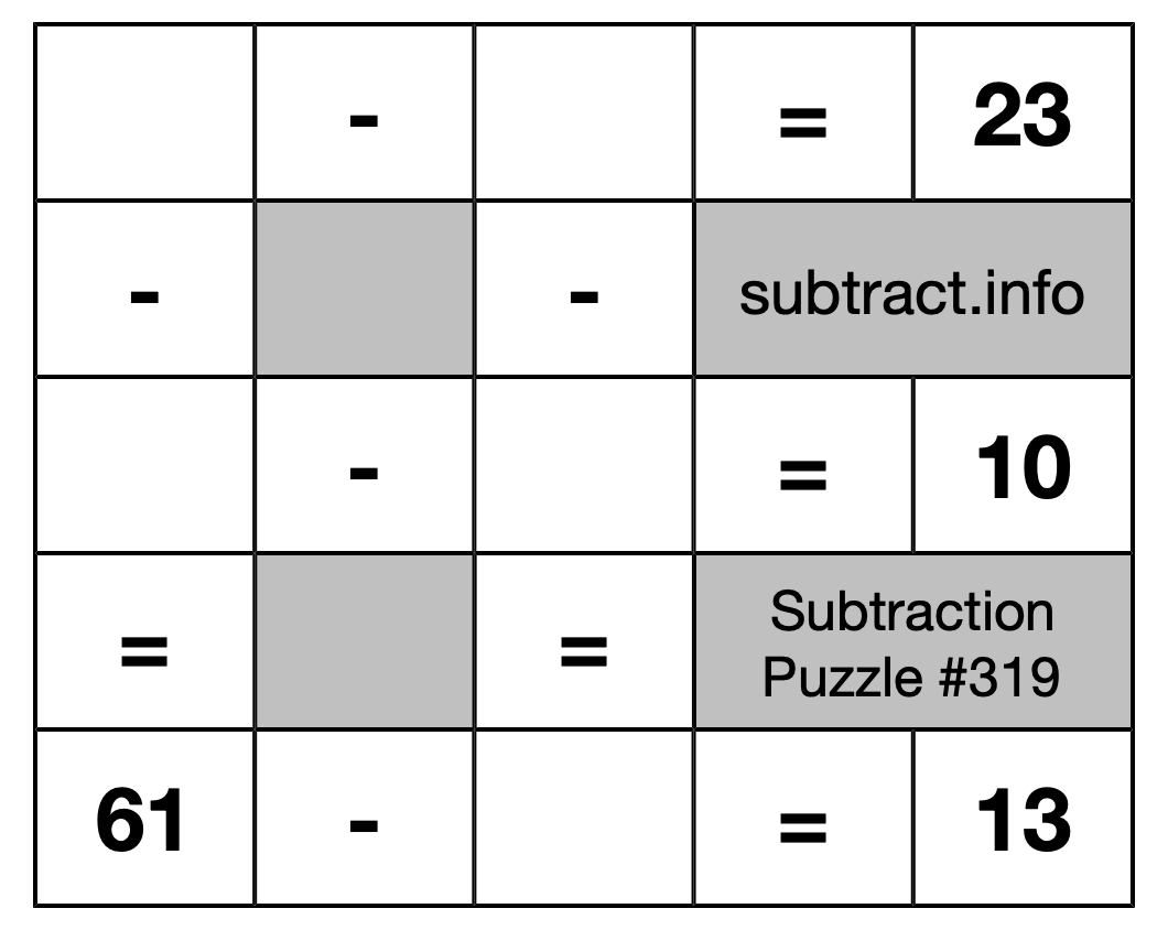 Subtraction Puzzle #319