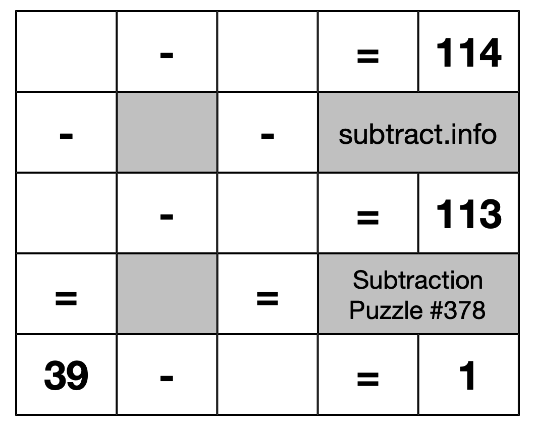 Subtraction Puzzle #378