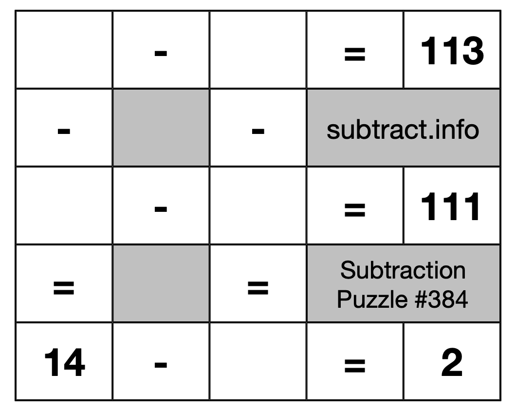 Subtraction Puzzle #384