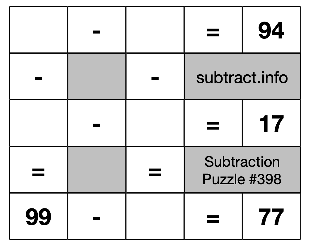 Subtraction Puzzle #398