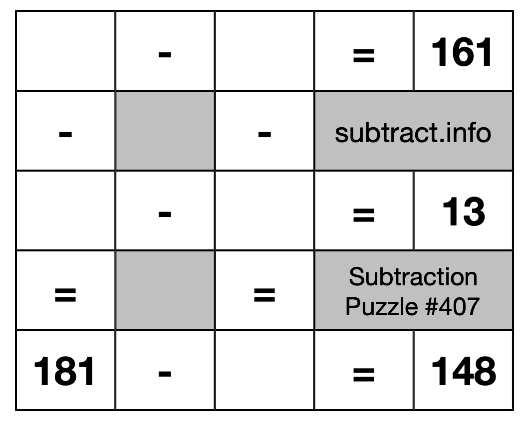 Subtraction Puzzle #407
