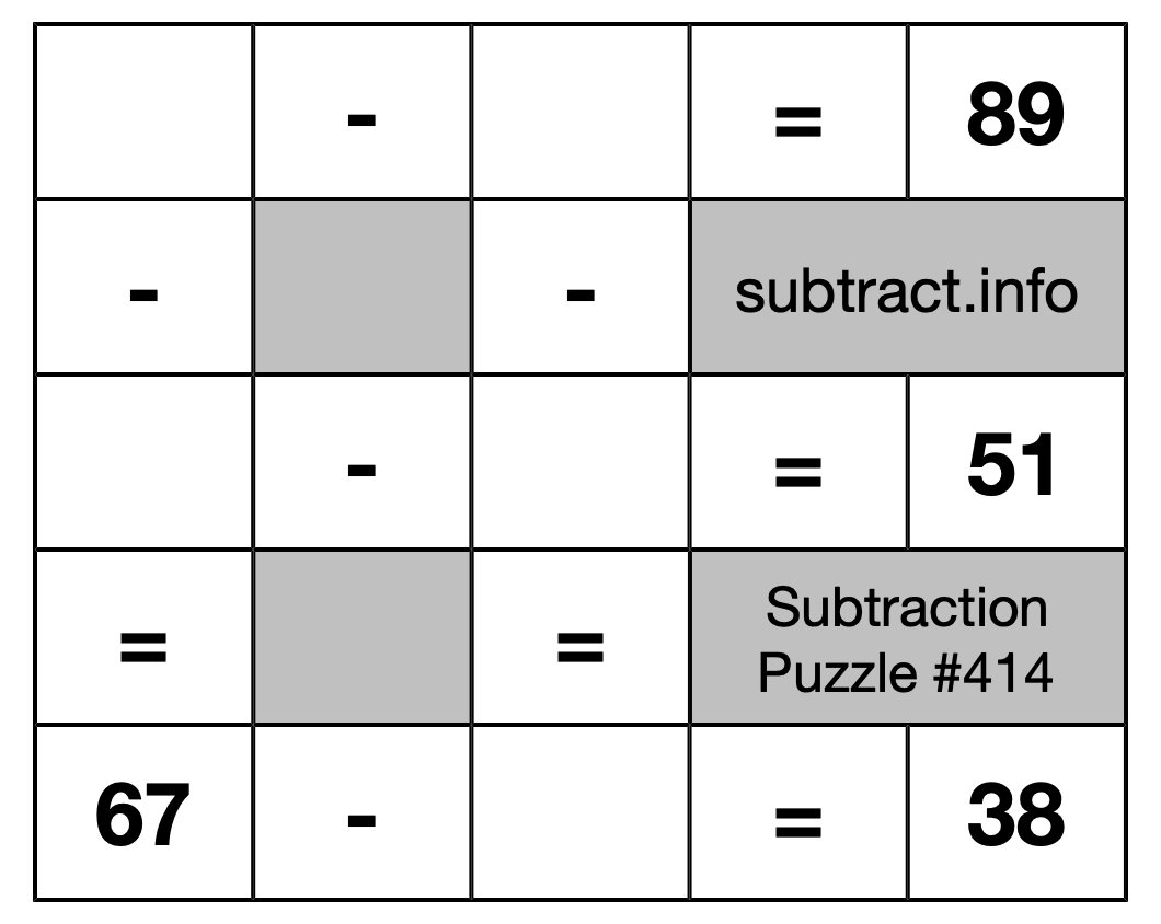 Subtraction Puzzle #414