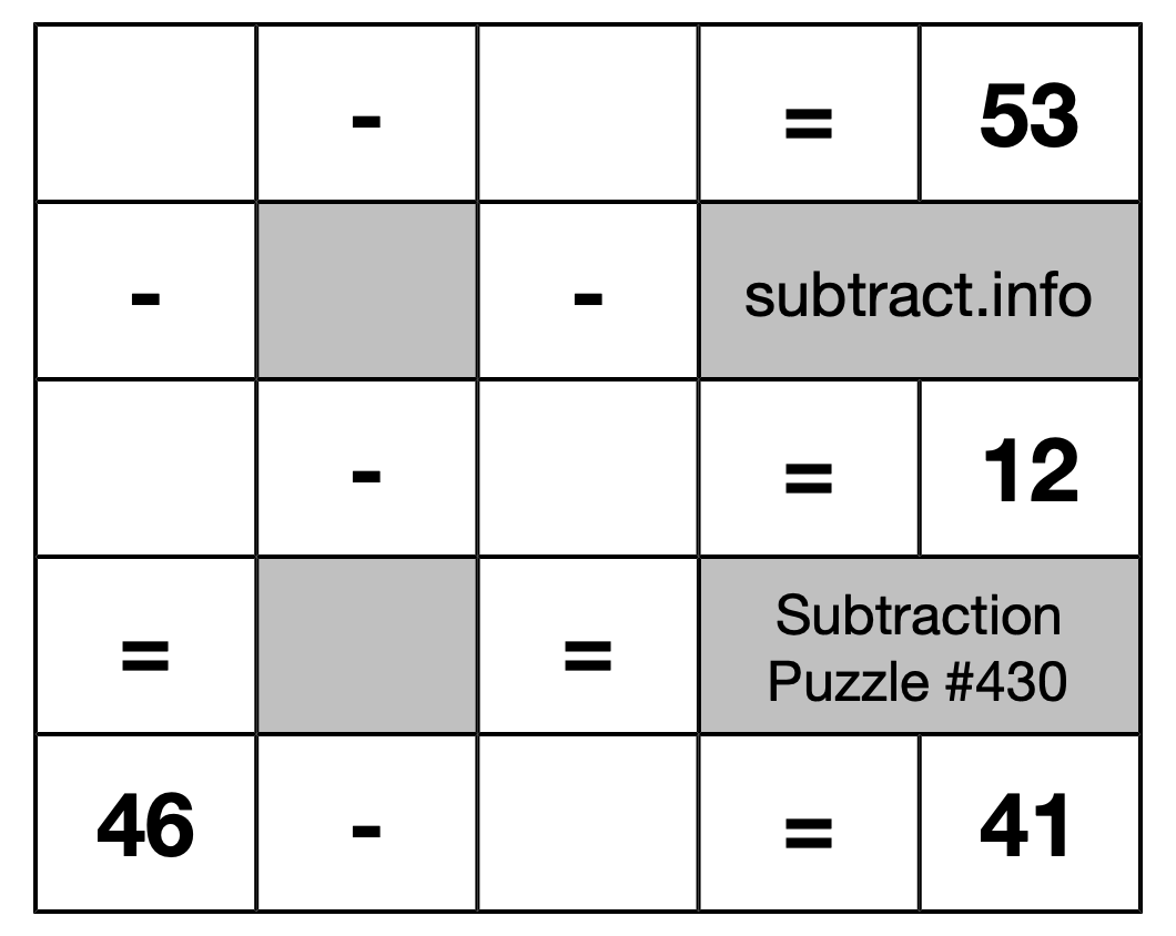 Subtraction Puzzle #430
